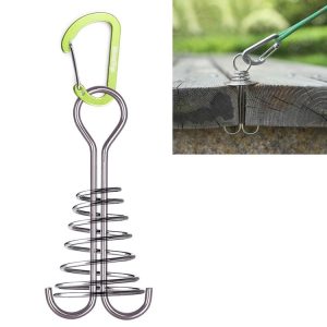 5 PCS Outdoor Camping Equipment Tent Wind Rope Canopy Fixed Buckle Aluminum Alloy Steel Wire Spring Nail (Green)