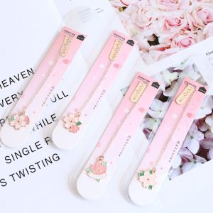Sakura Pendant Metal Bookmark School Office Beautiful Stationery, Style Random Delivery