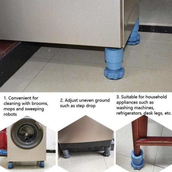 4 PCS / Set Furniture Home Appliance Washing Machine Rubber Foot Mat Moisture-Proof Shock Absorption Heightened Foot Mat Base Blue, Style: Adjustable Height About 8-9.5cm - Image 6