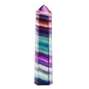 Natural Rough Stone Hexagonal Crystal Column Colorful Fluorite Column Ornaments, Size: 3.5-4 cm