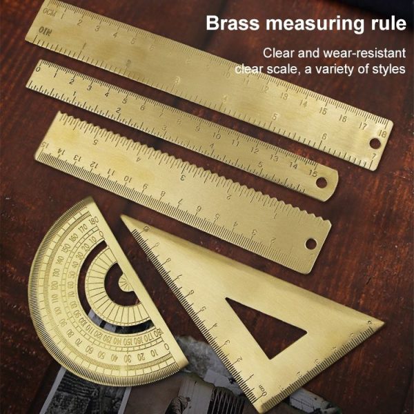 Brass Retro Drawing Ruler Measuring Tools, Model: 0-180 Degree Protractor - Image 7
