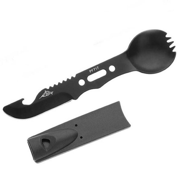 2 PCS Multifunctional Camping Tableware Knife Fork And Spoon Integrated Outdoor Survival Tool, Random Color Delivery
