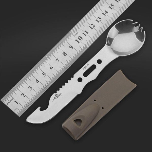 2 PCS Multifunctional Camping Tableware Knife Fork And Spoon Integrated Outdoor Survival Tool, Random Color Delivery - Image 5