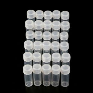 30 PCS 5ml Plastic Test Tubes Vials Sample Container, Powder Craft Screw Cap Bottles for Office School Chemistry Supplies, Capacity: 5ml