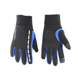 QX-2020-007 Plush Warm Waterproof Anti-slip Touch Screen Outdoor Sports Gloves, Size: L (Blue)