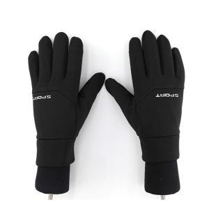 QX-2020-005 Outdoor Cycling Mountaineering Skiing Waterproof Windproof Touch Screen Plus Velvet Warm Sports Gloves, Size: M (Black)