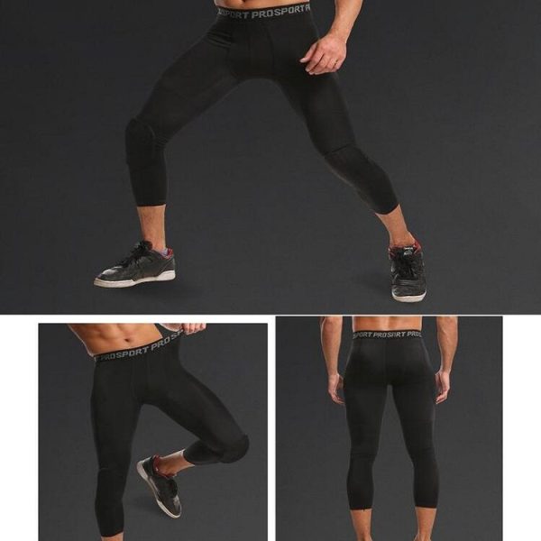 High Elastic Lycra Honeycomb Crash Pants Men Basketball Fitness Seven-tenths Sweatpants, Specification: M (White) - Image 11