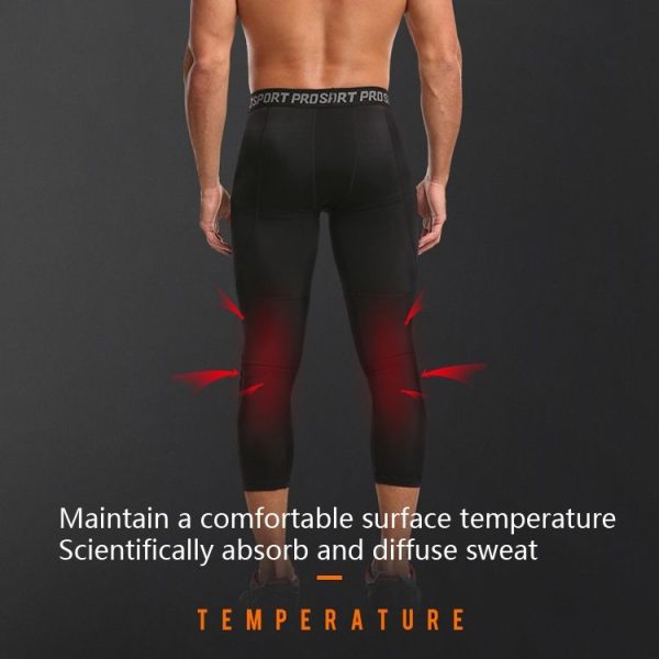 High Elastic Lycra Honeycomb Crash Pants Men Basketball Fitness Seven-tenths Sweatpants, Specification: M (White) - Image 5