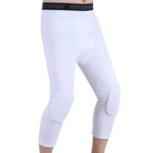 High Elastic Lycra Honeycomb Crash Pants Men Basketball Fitness Seven-tenths Sweatpants, Specification: XXL (White)