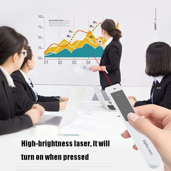Inphic PL2 Wireless Pointer Laser Remote Control Pen Office PPT Flip Pen Multimedia Projection Red Laser Pen, Colour: Charging White - Image 9