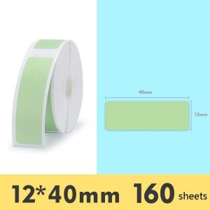 2 PCS Supermarket Goods Sticker Price Tag Paper Self-Adhesive Thermal Label Paper for NIIMBOT D11, Size: Green 12x40mm 160 Sheets