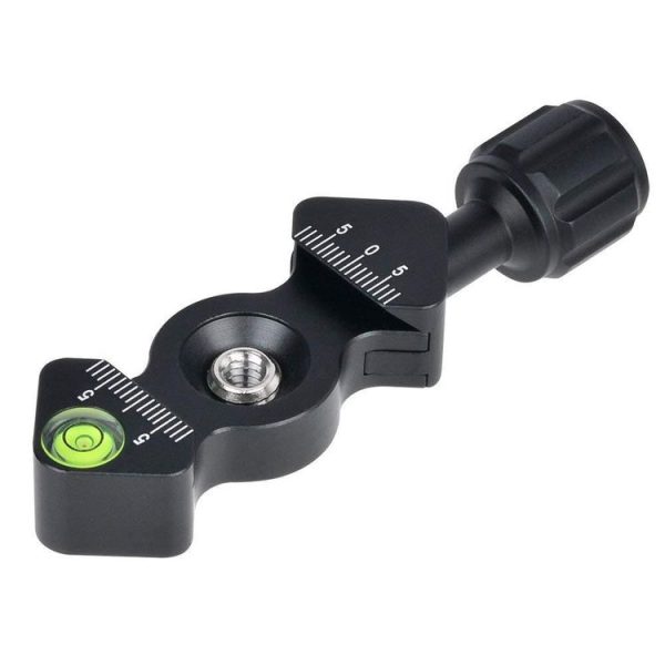 YJ25 Mini Fish Bone Style Aluminum-Magnesium Alloy Quick Release Clamp For Arca-Swiss, With Bubble Level And 3 / 8-Inch Screw Hole And 1 / 4-Inch Adapter Screw