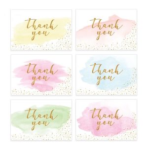 6pcs / Set Greeting Card Thank You Card Set Thanksgiving Holiday Gift Watercolor Card Including Envelope
