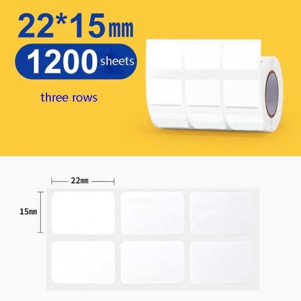 Thermal Label Paper Self-Adhesive Paper Fixed Asset Food Clothing Tag Price Tag for NIIMBOT B11 / B3S, Size: 22x15mm 1200 Sheets