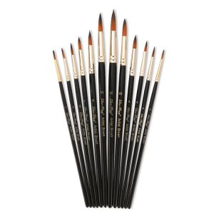 ZHU TING 12 PCS / Set Nylon Hair Watercolor Pen Children Painted Gouache Brush (Black Rod Tips)