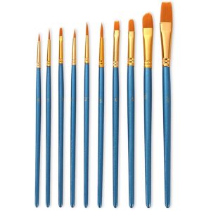 ZHU TING 10 in 1 Pearl Rod Nylon Hair Combination Brush Oil Paint Brush (Blue Rods)