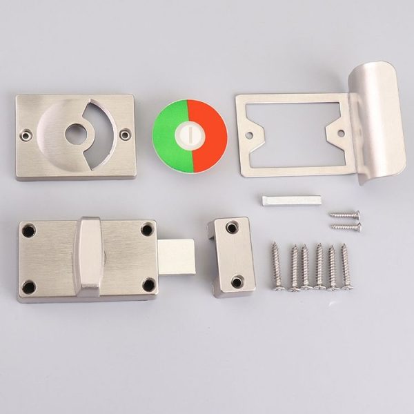Toilet Red & Green Display Door Lock Public Toilet Stainless Steel Bolt Lock Indicating lock With Handle - Image 8