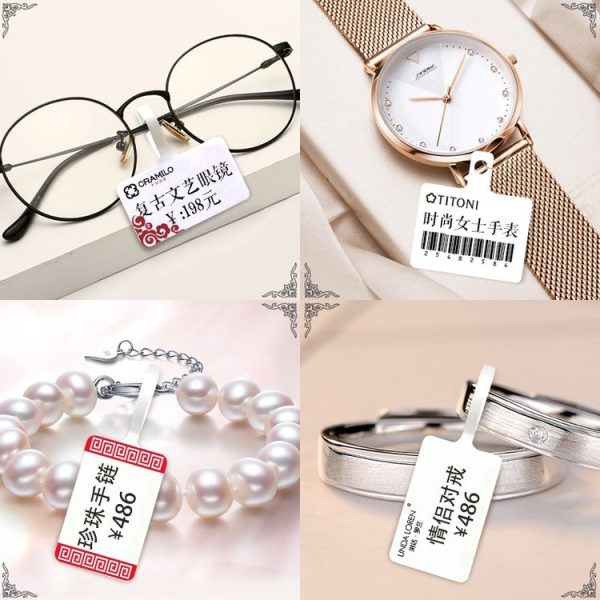 2 PCS Jewelry Tag Price Label Thermal Adhesive Label Paper for NIIMBOT B11 / B3S, Size: Hanging Hole 1 White 400 Sheets - Image 6