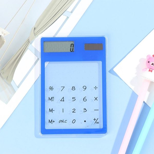 Ultra Slim Mini Transparent Solar Powered LCD Touch Screen 8 Digit Calculator (Orange) - Image 5