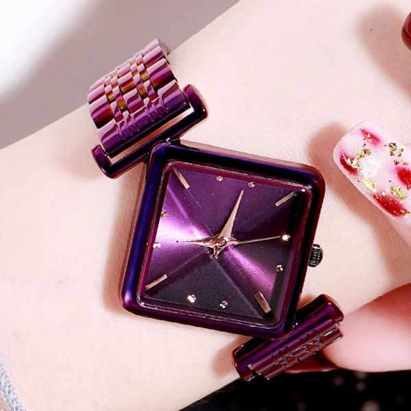 2 PCS Ladies Diamond Dial Quartz Watch, Colour: Purple - Image 2