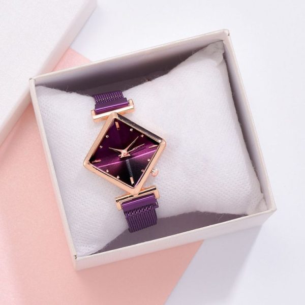 2 PCS Ladies Diamond Dial Quartz Watch, Colour: Purple - Image 3