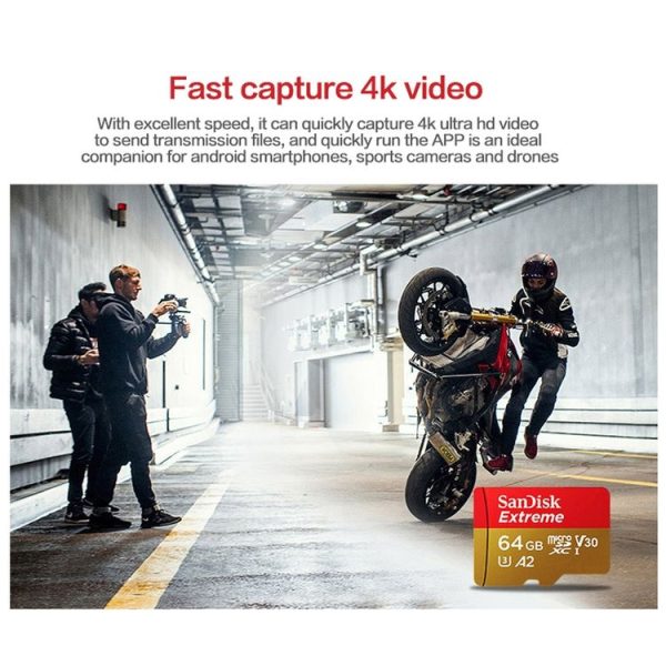 SanDisk U3 High-Speed Micro SD Card TF Card Memory Card for GoPro Sports Camera, Drone, Monitoring 256GB (A2), Colour: Gold Card - Image 4