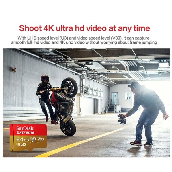 SanDisk U3 High-Speed Micro SD Card TF Card Memory Card for GoPro Sports Camera, Drone, Monitoring 256GB (A2), Colour: Gold Card - Image 6