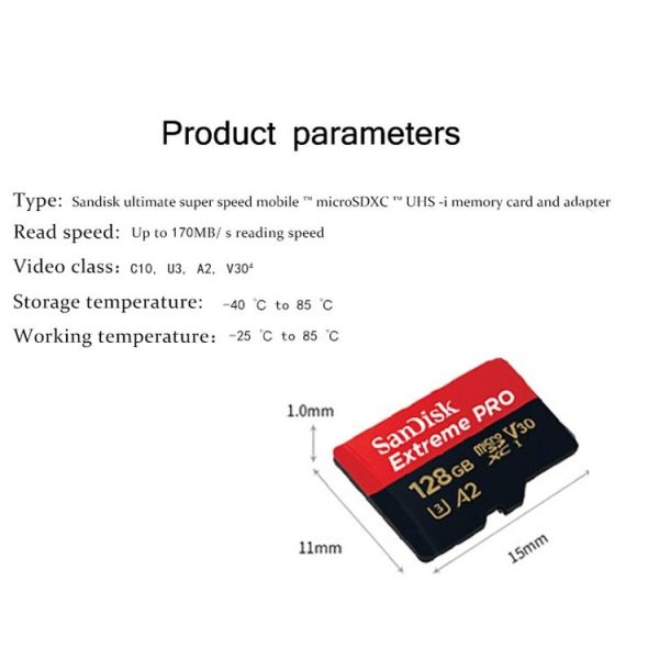 SanDisk U3 High-Speed Micro SD Card TF Card Memory Card for GoPro Sports Camera, Drone, Monitoring 256GB (A2), Colour: Gold Card - Image 9