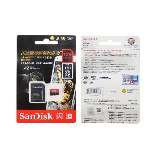SanDisk U3 High-Speed Micro SD Card TF Card Memory Card for GoPro Sports Camera, Drone, Monitoring 128GB (A2), Colour: Black Card - Image 11