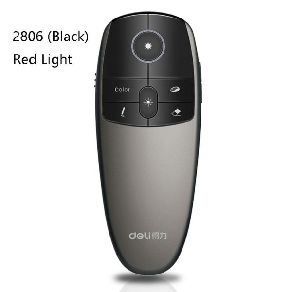 Deli 2.4GHz Laser Teaching Page Flip Pen Remote Play Pen with Flying Mouse, Model: 2806 (Black) Red Light - Image 2