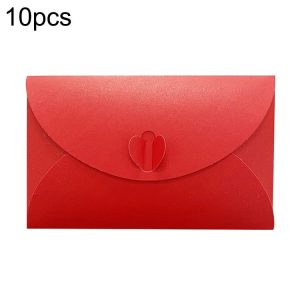 10pcs Love Buckle Pearl Paper Hot Stamping Envelope Invitation Letter (Red)