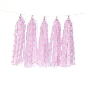 Color Polka Dot Paper Tassels Birthday Room Decoration Ribbon Garland (TM-002 Pink Dots)