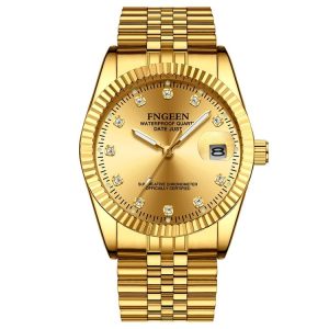 FNGEEN 7008 Men Fashion Diamond Dial Watch Couple Watch (Full Gold Gold Surface)