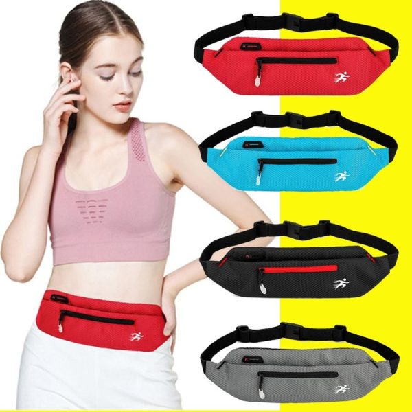 Marathon Exercise Gym Waist Bag Lightweight Waterproof Night Running Multifunctional Equipment Bag, Size: 8 inches (Red) - Image 3