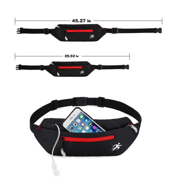 Marathon Exercise Gym Waist Bag Lightweight Waterproof Night Running Multifunctional Equipment Bag, Size: 8 inches (Red) - Image 4