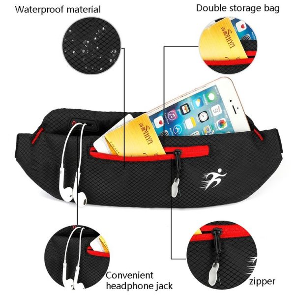 Marathon Exercise Gym Waist Bag Lightweight Waterproof Night Running Multifunctional Equipment Bag, Size: 8 inches (Red) - Image 5