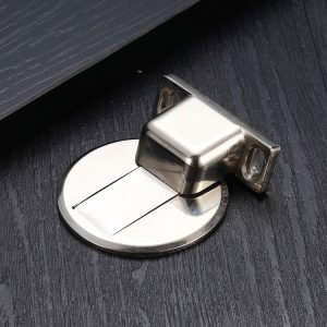 Zinc Alloy Non-Perforated Suction Silent Strong Magnetic Door Stopper Brushed Steel