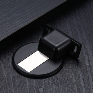 Zinc Alloy Non-Perforated Suction Silent Strong Magnetic Door Stopper Black