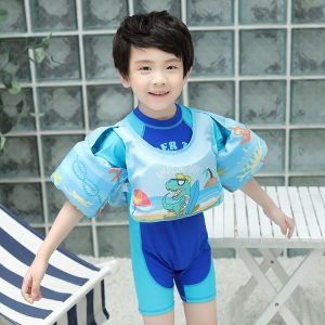 Vest-Style Children Life Jacket Baby Swimming Free Inflatable Arm Foam Life Buoy (Hip-hop Dinosaur)