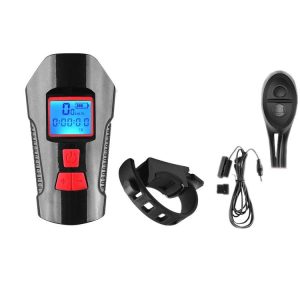 West Biking Night Riding Bicycle Light Bicycle Bell MTB Road Bicycle Light Wired Odometer, Specification: Luxurious Black Red