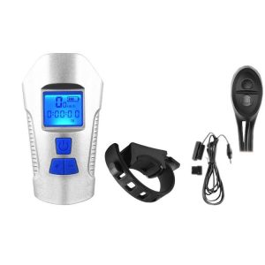 West Biking Night Riding Bicycle Light Bicycle Bell MTB Road Bicycle Light Wired Odometer, Specification: Luxury Silver Blue