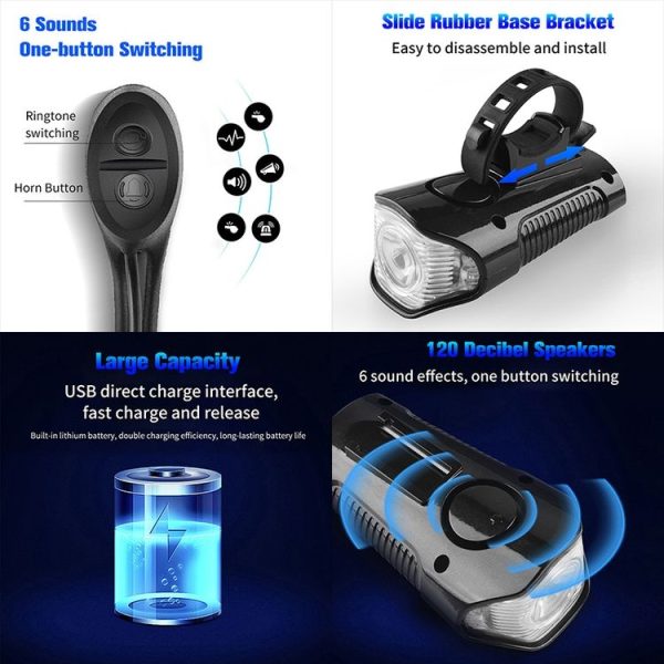 West Biking Night Riding Bicycle Light Bicycle Bell MTB Road Bicycle Light Wired Odometer, Specification: Upgrade Black - Image 5