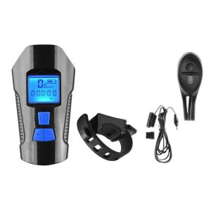 West Biking Night Riding Bicycle Light Bicycle Bell MTB Road Bicycle Light Wired Odometer, Specification: Luxurious Black Blue