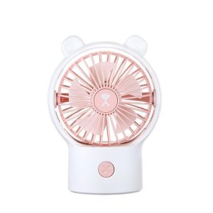 Desktop Mini Fan Strong Wind Portable Handheld Fan (Bear White)