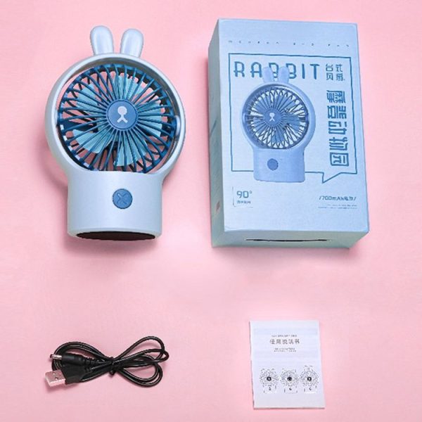 Desktop Mini Fan Strong Wind Portable Handheld Fan (Bear White) - Image 10