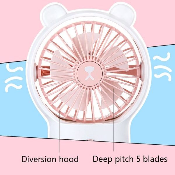 Desktop Mini Fan Strong Wind Portable Handheld Fan (Bear White) - Image 6