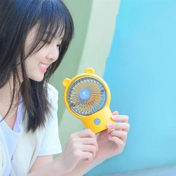 Desktop Mini Fan Strong Wind Portable Handheld Fan (Bear White) - Image 9