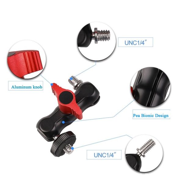 H032 Camera Magic Arm Bracket Hot Shoe Ball Head Double Ball Gimbal Hand Small Pea Clip Monitors Bracket - Image 5