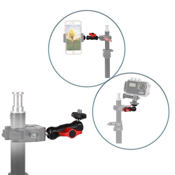 H032 Camera Magic Arm Bracket Hot Shoe Ball Head Double Ball Gimbal Hand Small Pea Clip Monitors Bracket - Image 7
