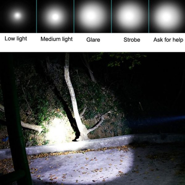 Outdoor LED T6 Strong Light Rechargeable Flashlight Car Safety Hammer Multi-Function Aelf-Defense Flashlight (Single Flashlight) - Image 6